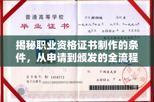 滨海揭秘职业资格证书制作的条件，从申请到颁发的全流程解析